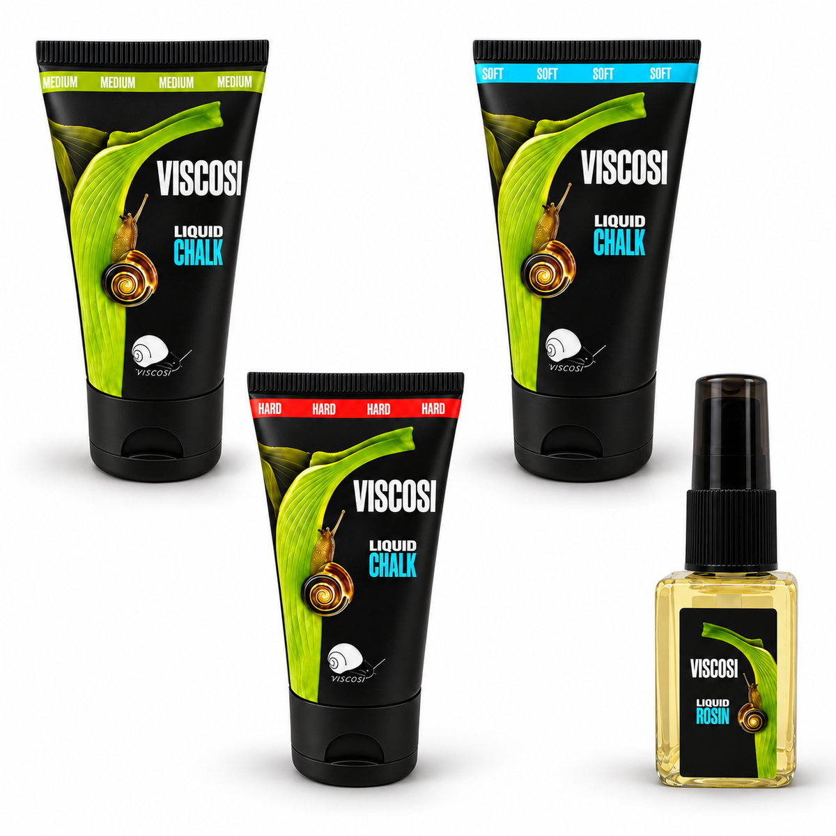 Набір VISCOSI Grip Discovery Kit для pole dance та aerial: SOFT, MEDIUM, HARD і Liquid Rosin